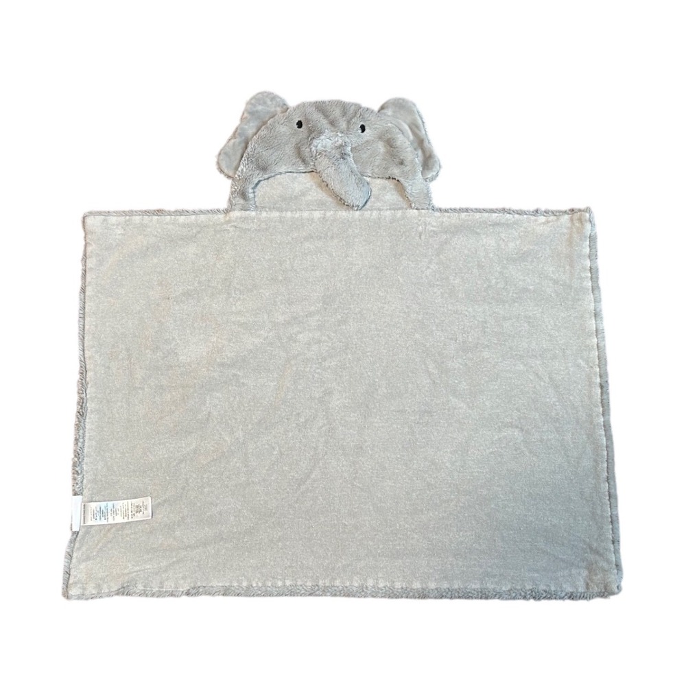 Pottery Barn Kids Elephant Hooded Towel Grey Plush Cotton Terry 34x23 RN71395